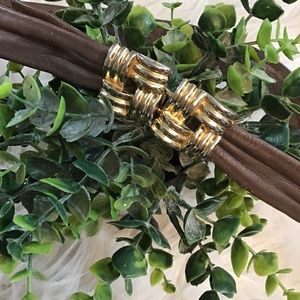 Vintage Brown Leather Belt with Gold Hardware